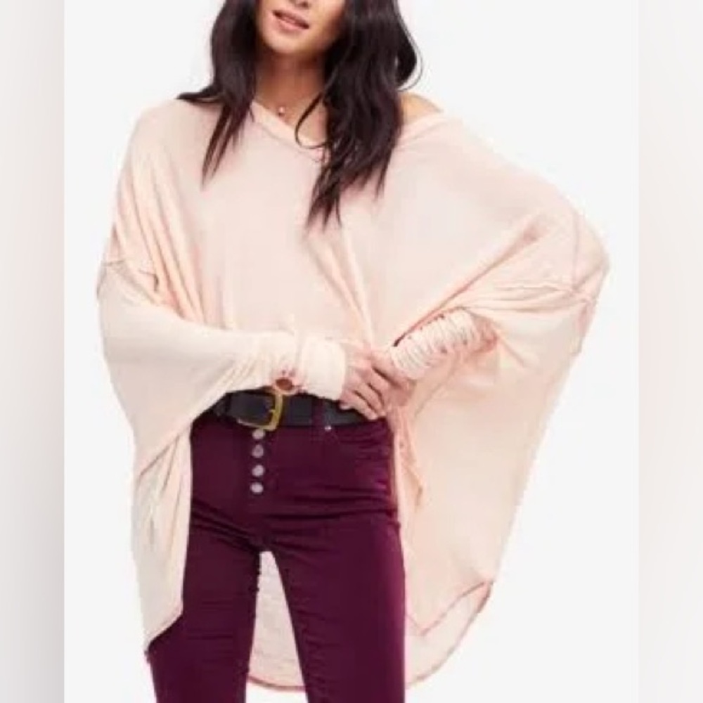 Free People Blush Pink Knit Poncho